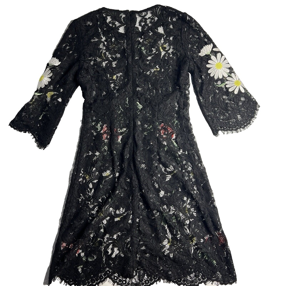 Floral Embroidered Sheer‎ Boho Hippie Black Dress Women S/M - Picture 2 of 10